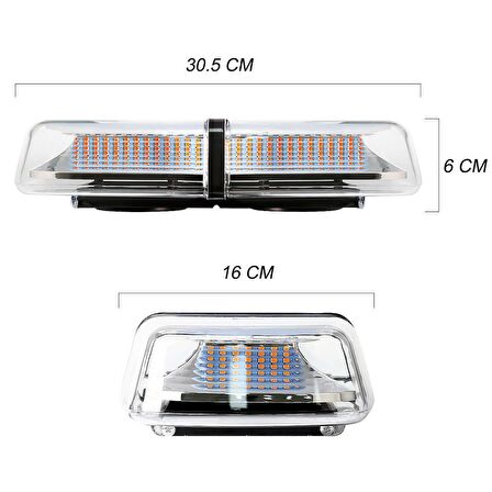 7 fonksiyonlu tepe lamba çakarlı vantuz ve mıknatıslı 12-30v sarı-sarı / LAIK535-1
