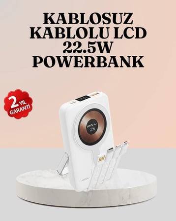 Kablosuz Ve Kablolu Şarj Destekli Taşınabilir Powerbank