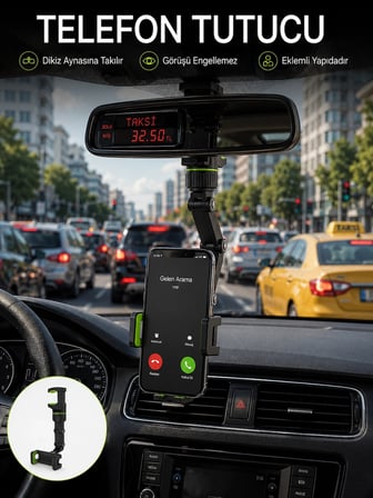 Ayarlanabilir Dikiz Aynası Telefon Tutucu Görüş Açısını Engellemeyen Araç Aparatı