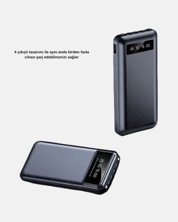 Powerbank 20000 Mah Led Fenerli Ve Çoklu Güvenlik Korumasına Sahip