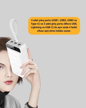 50000mah Yüksek Kapasiteli Powerbank Hızlı Şarj Ve Led Ekranlı