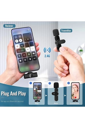 Lightning Girişli Iphone Uyumlu Ikili Kablosuz Yaka Mikrofonu Youtube Facebook Tiktok Vlog
