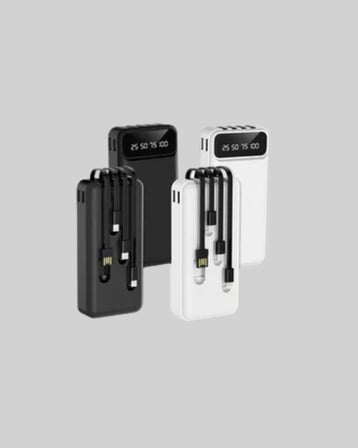20.000mah Pd Powerbank Led Işık Lcd Ekran Dahili Kablo Çoklu Giriş