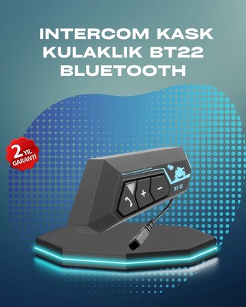 Bt22 Kask Bluetooth Kulaklık Su Geçirmez Motosiklet İletişim Sistemi