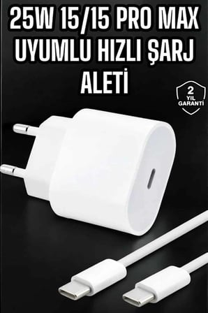 Güç Adaptörü Ve Kablosu Şarj Aleti 15/15 Pro Max Uyumlu Hızlı Şarj