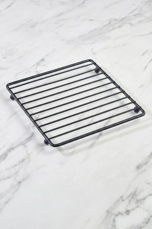 Çaydanlık,Tencere Altlığı Paslanmaz Çelik Demir Nihale-Kare Metal Altlık 24x24 cm Siyah