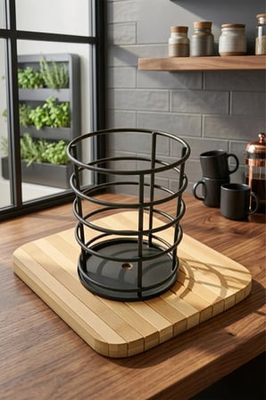 Spony Siyah Metal Kaşıklık – Mutfak Tezgah Üstü Organizer-Çok Amaçlı Düzenleyici 14 cm