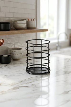 Spony Siyah Metal Kaşıklık – Mutfak Tezgah Üstü Organizer-Çok Amaçlı Düzenleyici 14 cm