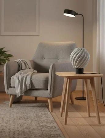 Designobee Lalezar Mermer Görünümlü Lamba - Modern Abajur Masa Lambası – Ambiyans Lambası, Dekoratif Aydınlatma