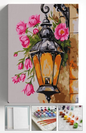 Sayılarla Boyama Seti Numaralı Tuval Fırça Boya Askı Aparatı Dahil Set 40x50 Cm - LAMBA VEÇİÇEK