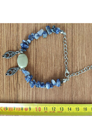 Lapis Lazuli & Aventurin Oval Taşlı El Yapımı Bileklik - 1737