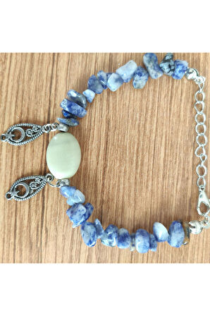 Lapis Lazuli & Aventurin Oval Taşlı El Yapımı Bileklik - 1737