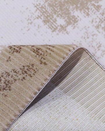 İpek Mekik Halı Lapena Kahve Ekru Eskitme Desenli Halı