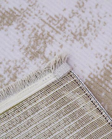 İpek Mekik Halı Lapena Kahve Ekru Eskitme Desenli Halı