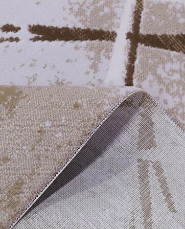 İpek Mekik Halı Lapena Kahve Ekru Modern Desenli Halı