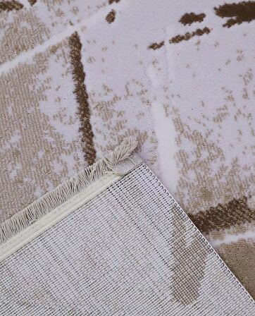 İpek Mekik Halı Lapena Kahve Ekru Modern Desenli Halı
