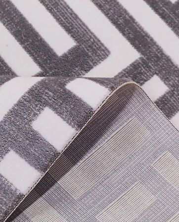 İpek Mekik Halı Lapena Gri Beyaz Geometrik Çizgili Halı