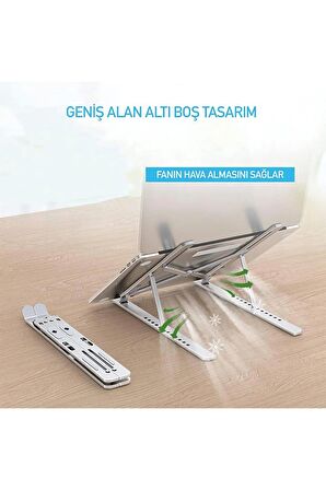 Taşınabilir Katlanır Kaymaz Ayarlı Metal Notebook Dizüstü Bilgisayar Yükseltici Laptop Standı