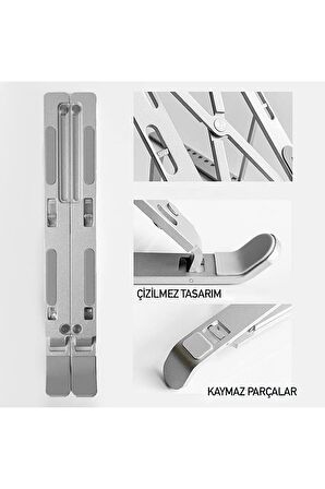 Taşınabilir Katlanır Kaymaz Ayarlı Metal Notebook Dizüstü Bilgisayar Yükseltici Laptop Standı