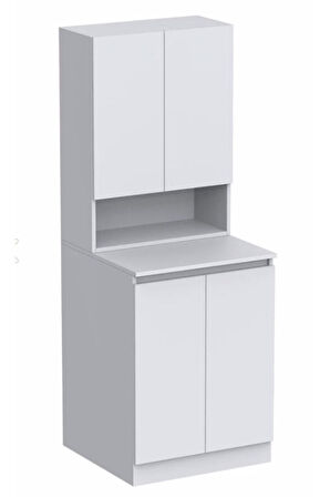 Lara Cd2 Çok Amaçlı Banyo Üst Dolaplı Çamaşır-kurutma Makinesi Dolabı Takımı - Parlak Beyaz