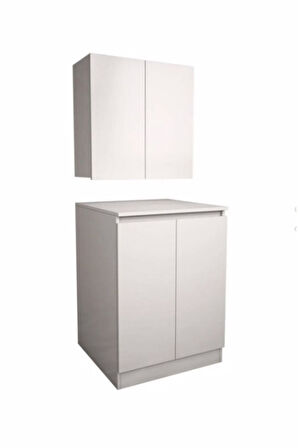 Lara Cd7 Çok Amaçlı Banyo Üst Dolaplı Çamaşır Makinesi Dolabı Takımı