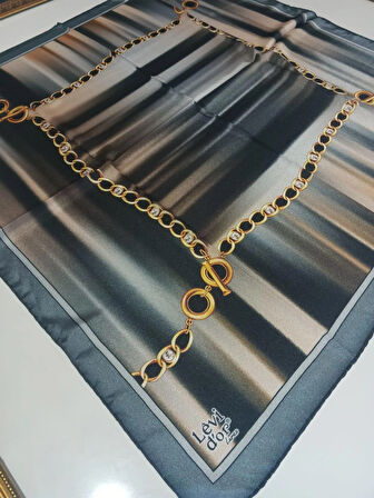 LEVİDOR LAREX İPEK EŞARP    GRİ YEŞİL