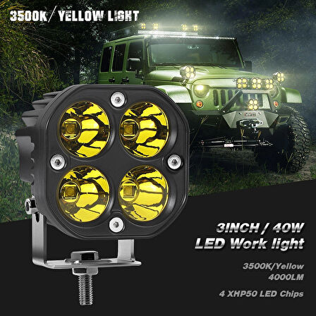 Offroad sis lambası sarı 4 led 40w 12-32v set 