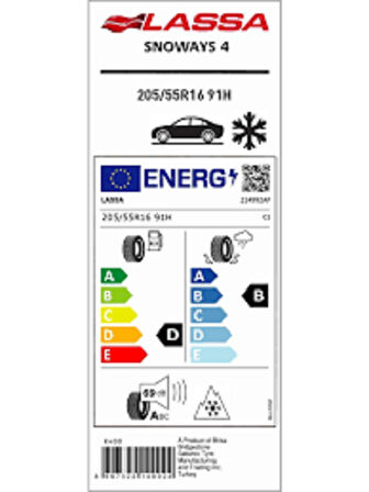 Lassa 205/55R16 91H Snoways 4 Oto Kış Lastiği (Üretim Yılı: 2024)