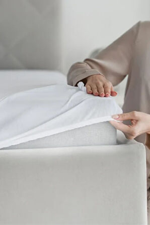 Düz Beyaz Lastikli %100 Pamuk Çift Kişilik Çarşaf,83 Tel