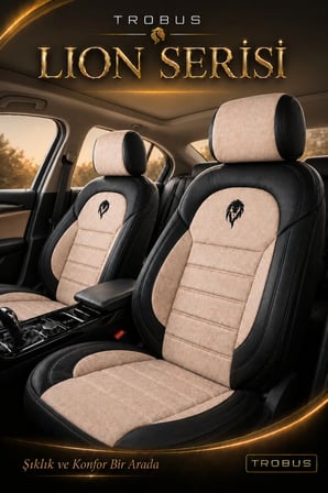 Peugeot 301 2018 Uyumlu Lion Serisi 2+1 Ticari Tay Tüyü Bej Siyah Koltuk Kılıfı