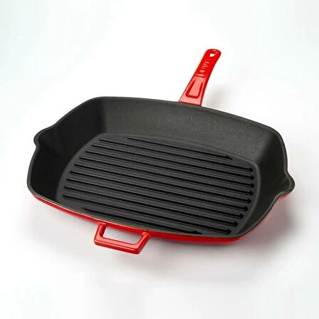 Lava Grill Tava 26*32 Metal Saplı Kırmızı