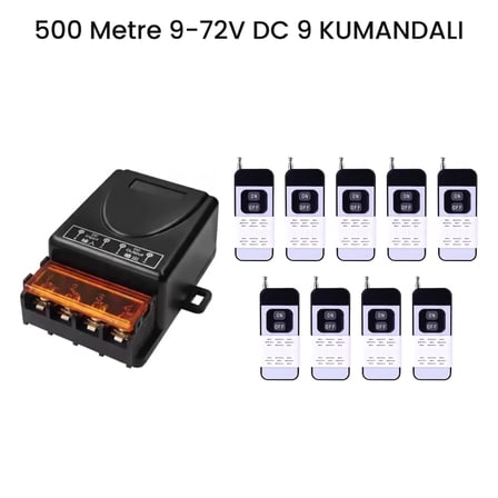 Lavat 500 Metre Menzilli 9-72V DC 30A 9 Kumandalı Uzaktan Kumanda ve Röle Alıcı Seti
