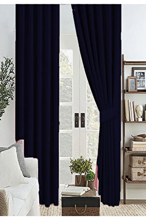 Lacivert Renk Kalın Güneşlik Blackout Kararma Fon Perde Düz Dikim