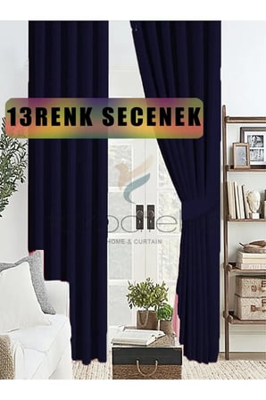 Lacivert Renk Kalın Güneşlik Blackout Kararma Fon Perde Düz Dikim