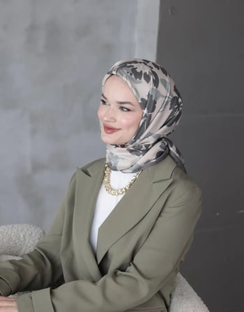 Lavender Twill Eşarp - Çiçek Desenli – Mor