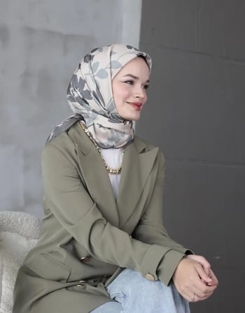 Lavender Twill Eşarp - Çiçek Desenli – Mor
