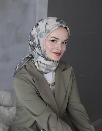 Lavender Twill Eşarp - Çiçek Desenli – Mor
