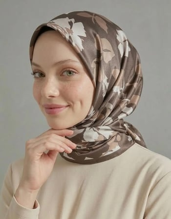 Lavender Twill Eşarp - Çiçek Desenli – Mor