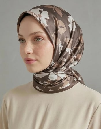 Lavender Twill Eşarp - Çiçek Desenli – Mor