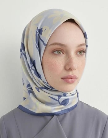Lavender Twill Eşarp - Çiçek Desenli – Mor