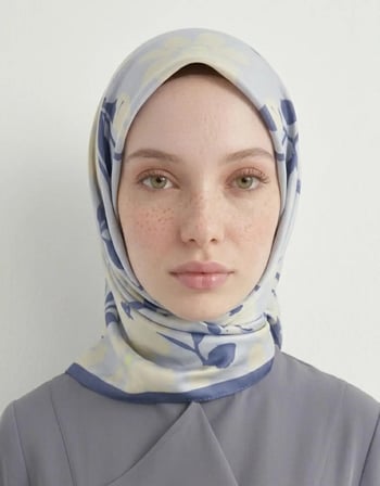 Lavender Twill Eşarp - Çiçek Desenli – Mor
