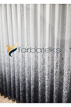 Yeni Tasarım Lacivert Tül Perde Serpinti Desen Tül 3katpileli