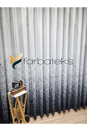 Yeni Tasarım Lacivert Tül Perde Serpinti Desen Tül 3katpileli