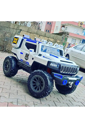 Hummer Jeeb! 12v, Kauçuk Lastik 4x4, Bluetooth Müzik, Yan Bagaj, Telsiz, Tepe Lambali Akülü Araba!