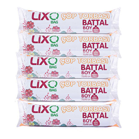 Battal Boy Çöp Poşeti (75 x 90 cm) 10 Lu Rulo x 5 Paket Çöp Torbası Mavi 70 Litre