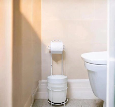 Lüks Banyo Mutfak Çöp Kovası Metal Standlı Tuvalet Wc Kağıtlık Seti