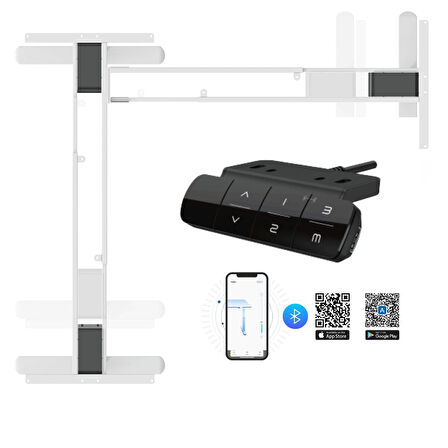 Vesamax Yüksekliği Ayarlanabilir  (L Şekli) Çalışma masası 3 Motorlu Tablasız Mobil Kontrol