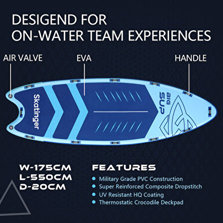 Ultra Dengeli 10 Kişilik 550x175x20 Cm Şişme Big Sup Jumbo Paddle Board