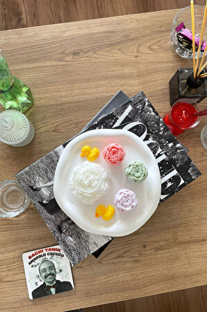 LUBERKA CANDLE Bulut Tasarımlı Sunbum Tabağı, Buhurdanlık Mum ve Şakayık Mum Seti