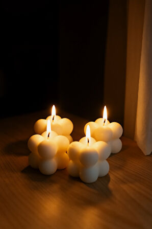 LUBERKA CANDLE Beyaz Bubble Tasarım Kokulu Mum 4'lü